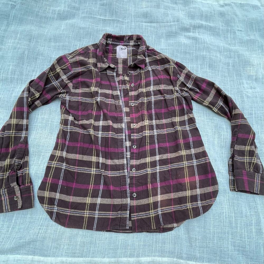 SO Good For Life Women’s Small Plaid Button Down Tunic Shirt Long Sleeve